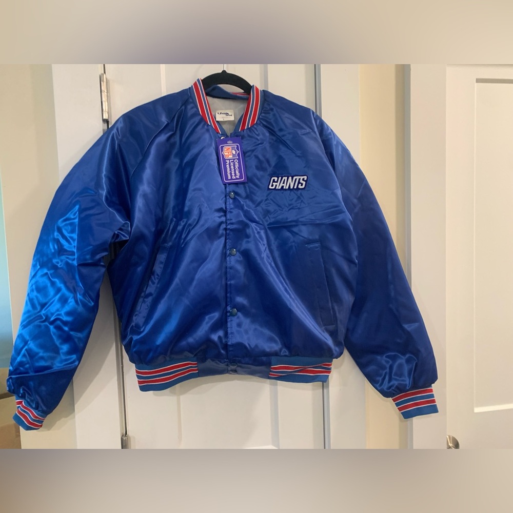 Vintage 80s NY Giants Chalk-Line Jacket Blue Red Trim